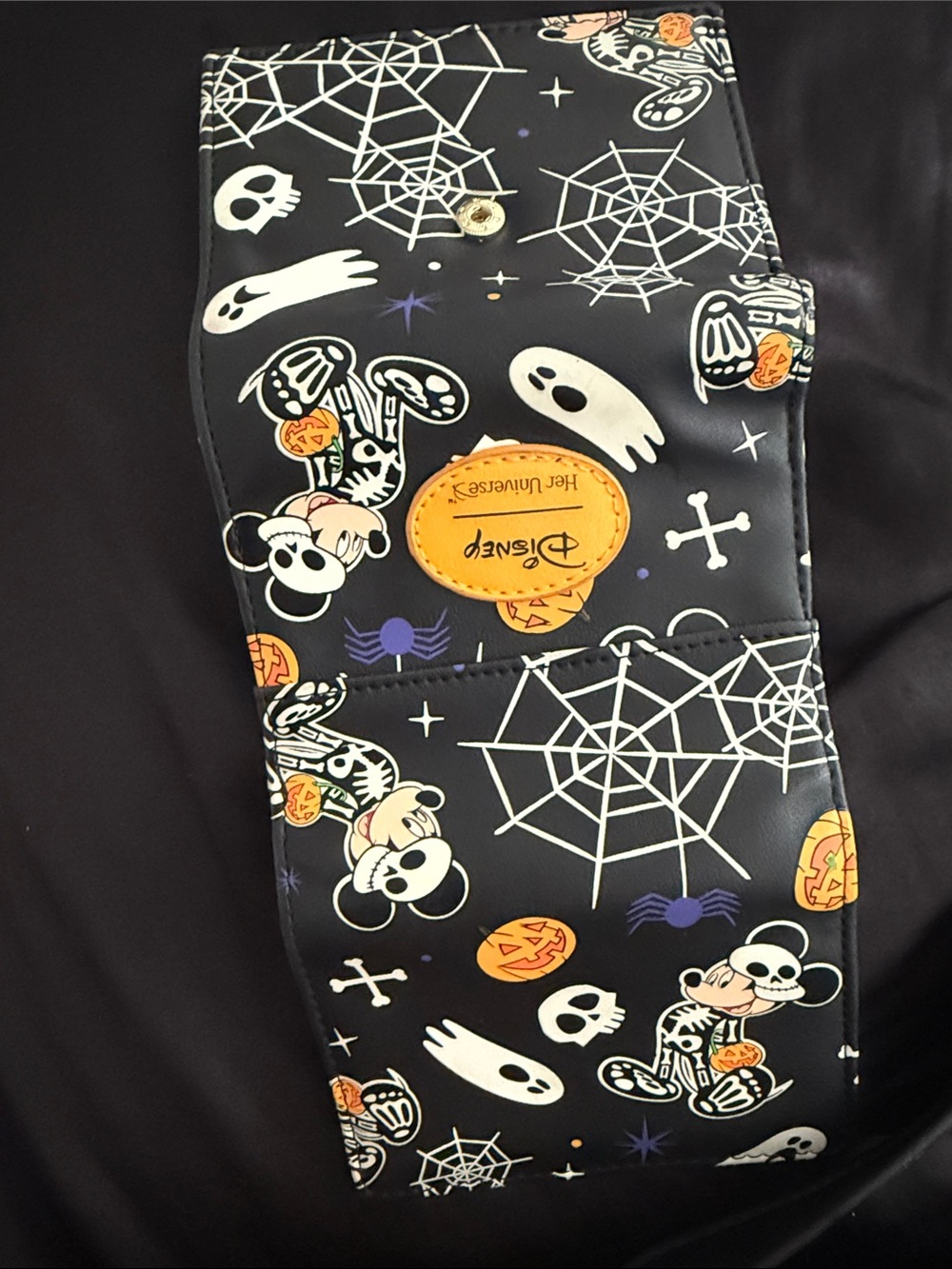 Disney Black Halloween Mickey Mini Backpack with Orange and Purple plus wallet . - Picture 4 of 9